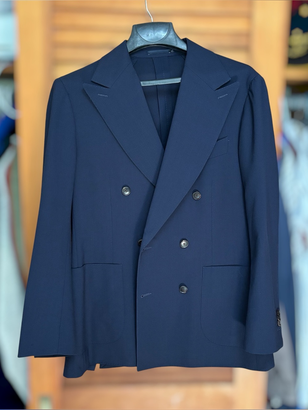 SuitSupply Havana Traveler Hopsack Double Breasted Blazer Wool Peak Italy 40